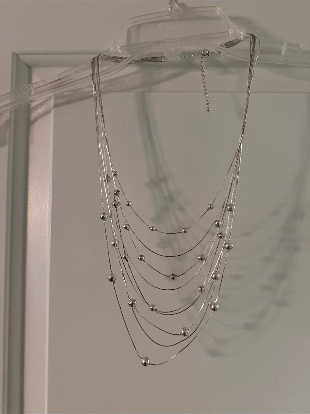 Layered Silver Bead Necklace for Women